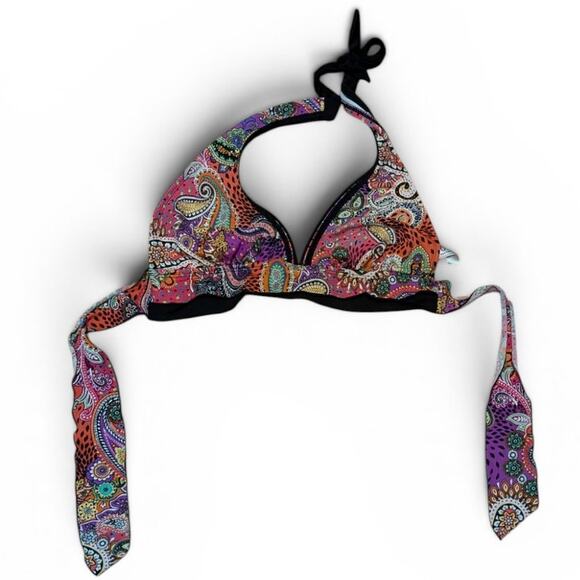 24th & Ocean Other - 24th & Ocean Y2K Multicolored Paisley Bikini Top WIth Neck And Back Tie